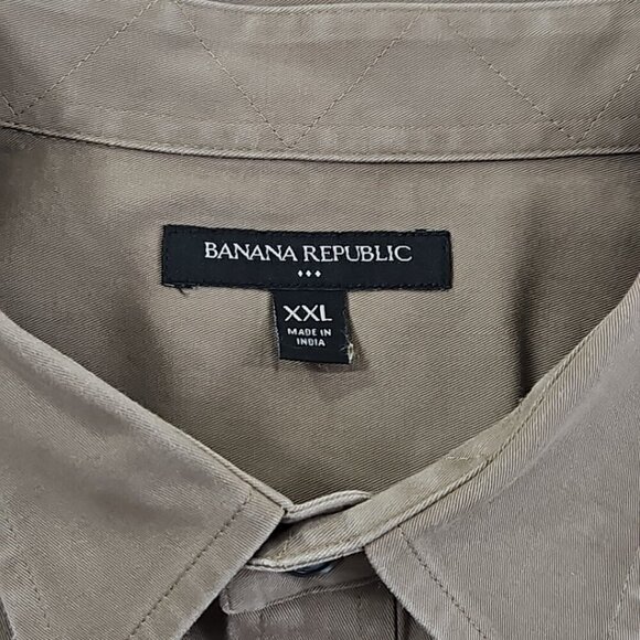 Banana Republic Heavy Twill Shirt Men's XXL Button Up Brown 2 Pockets EUC LN - Picture 8 of 15